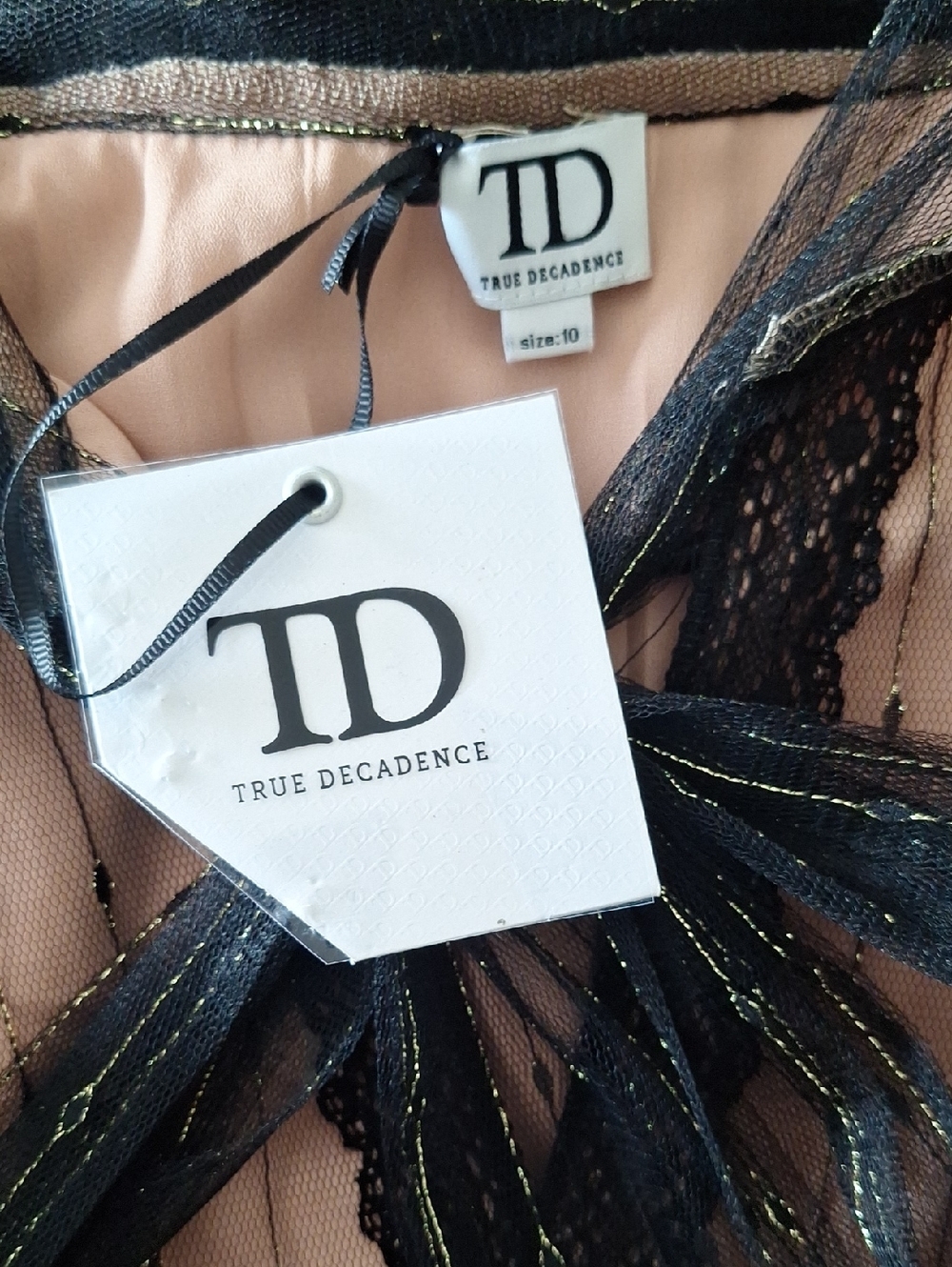True Decadense Arleth Black Nude Tulle Women's Midi Size 10 NWT - Picture 6 of 10